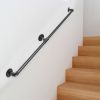 VEVOR Pipe Stair Handrail, 5FT Staircase Handrail, 440LBS Load Capacity Carbon Steel Pipe Handrail, Industrial Pipe Handrail with Wall Mount Support
