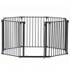 200" Adjustable Safety Gate 8 Panels Play Yard Metal Doorways Fireplace Fence Christmas Tree Fence Gate for House Stairs Gate prohibited area fence