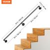 VEVOR Pipe Stair Handrail, 5FT Staircase Handrail, 440LBS Load Capacity Carbon Steel Pipe Handrail, Industrial Pipe Handrail with Wall Mount Support